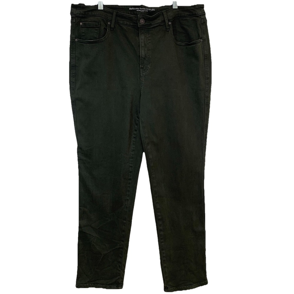 Chicos 3 Define me Denim Slim Leg Jeans‎ 16R Olive  Green Stretch Pockets Casual